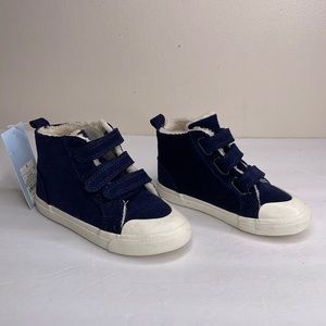 CAT & JACK High Top Tennis Shoe Booties ROMAN Blue Corduroy Faux Fur Lined 5